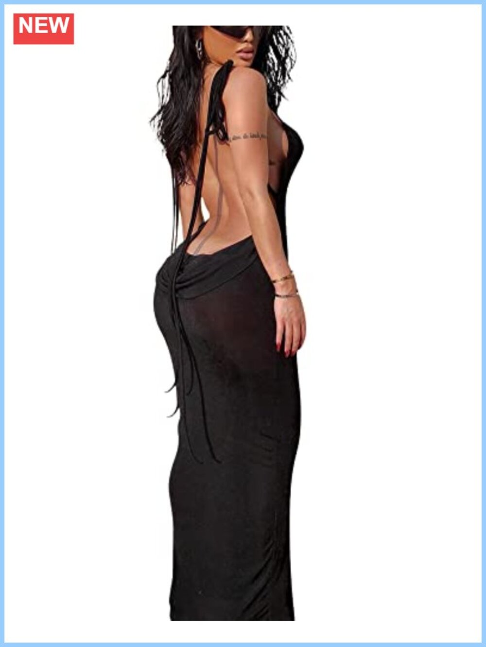 Backless Halter Cowl Neck Maxi Dress Sleeveless Bodycon Club Night Out